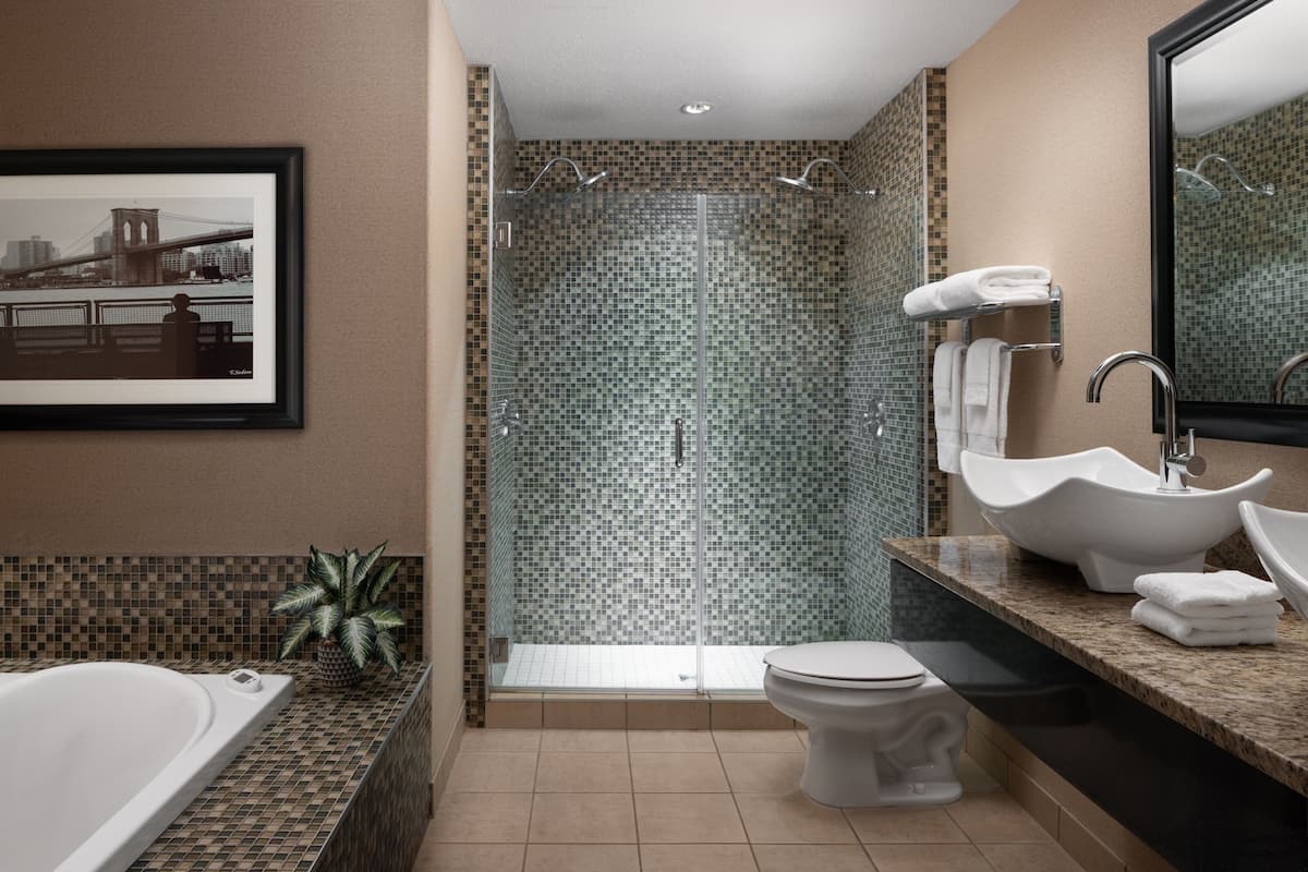 free toiletries, hair dryer, dressing gowns, towels