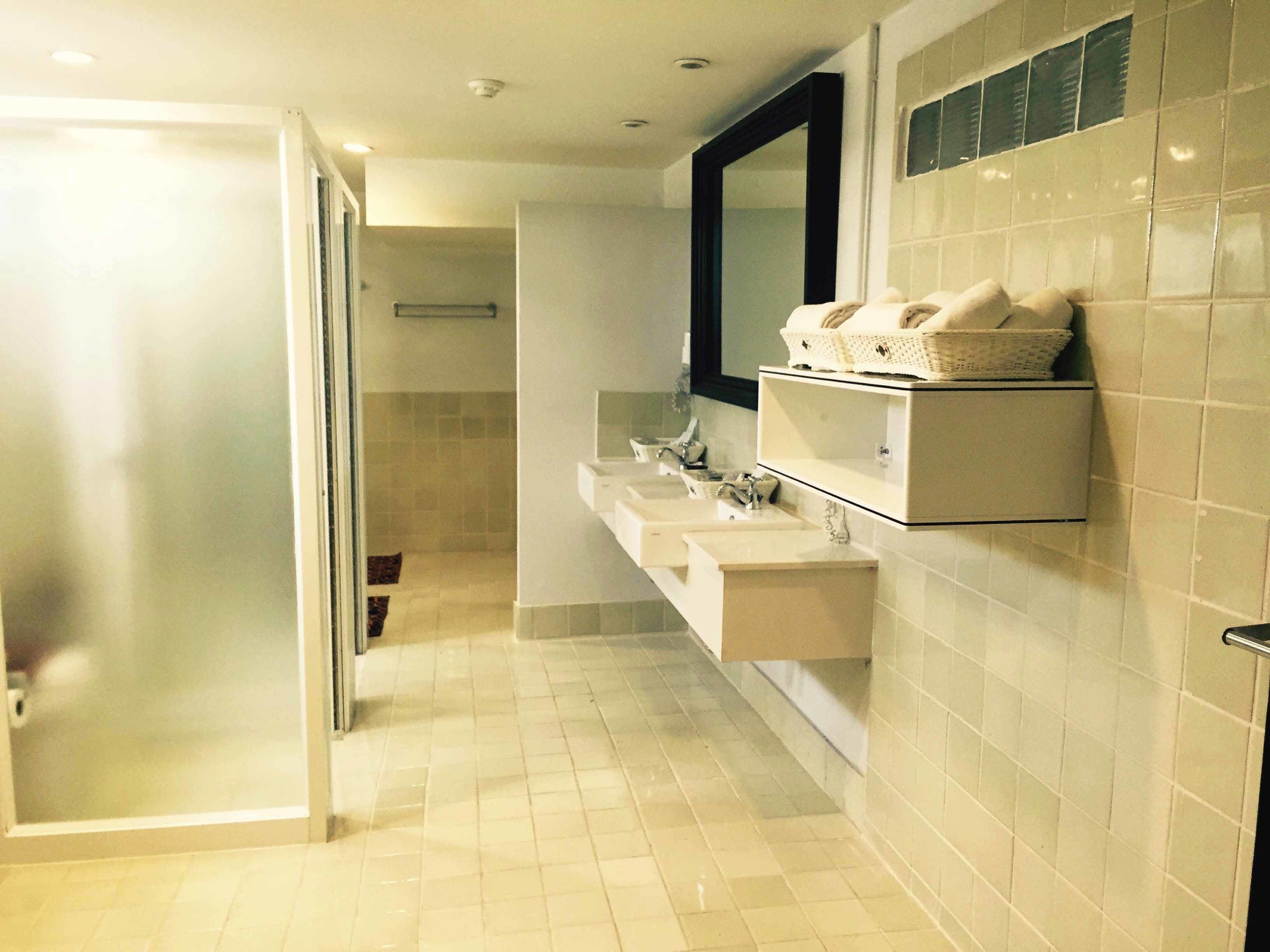 family room | bathroom | shower, free toiletries, hair dryer, slippers