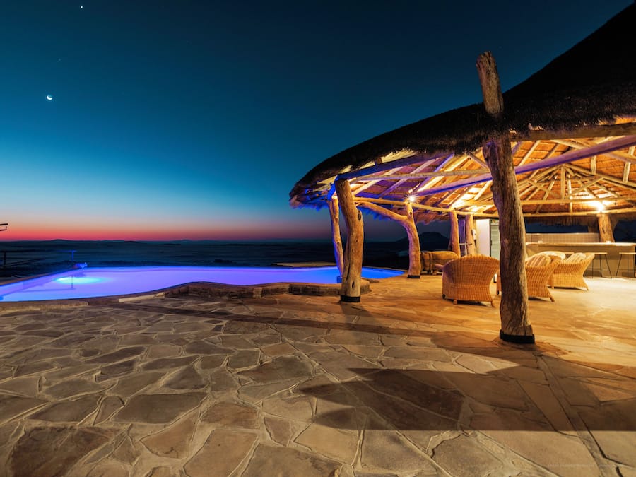 Outdoor pool, pool loungers
