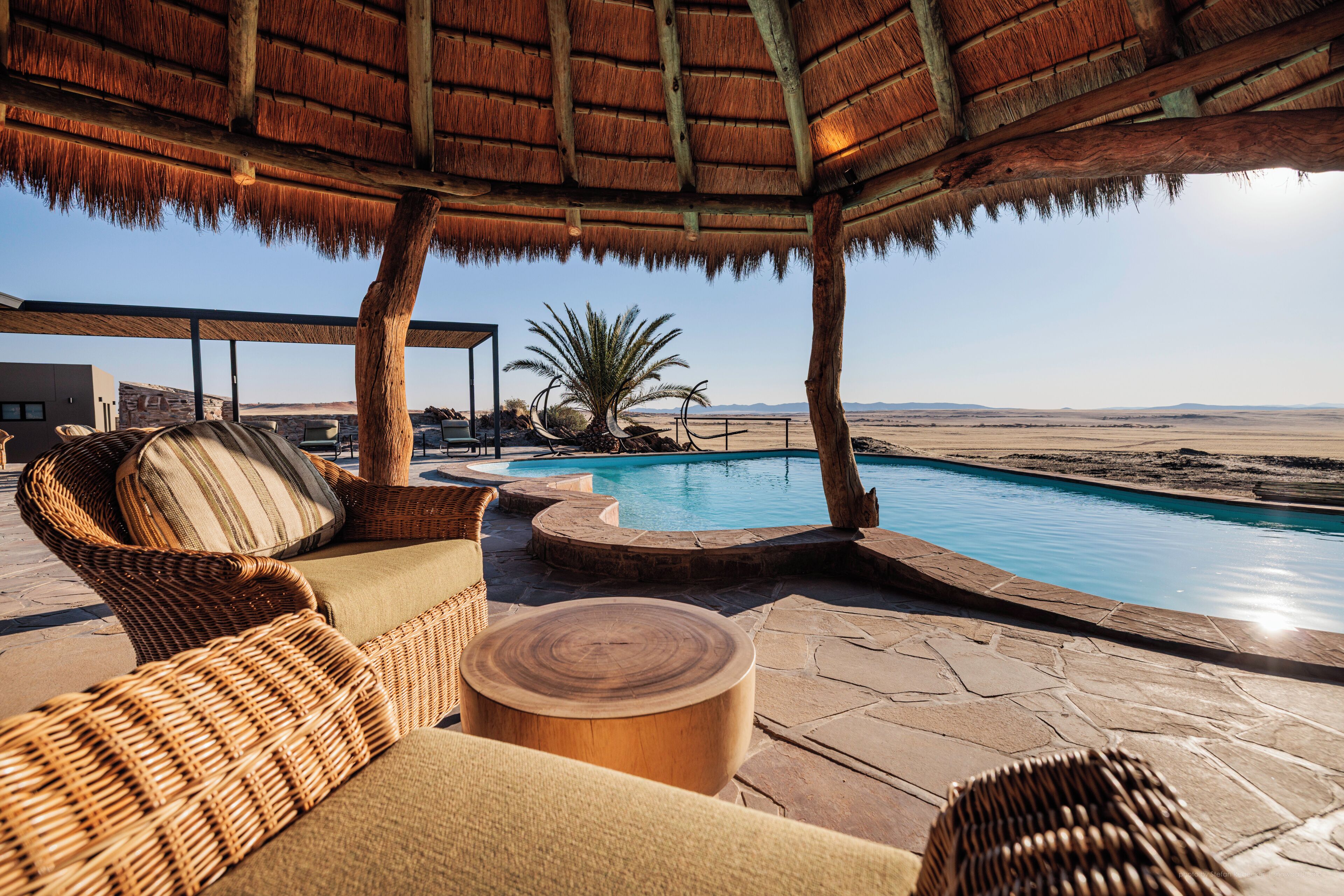 Outdoor pool, pool loungers