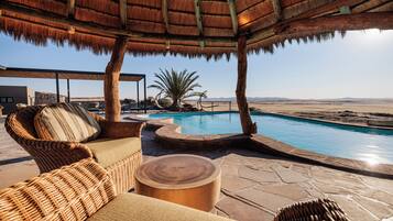 Outdoor pool, pool loungers