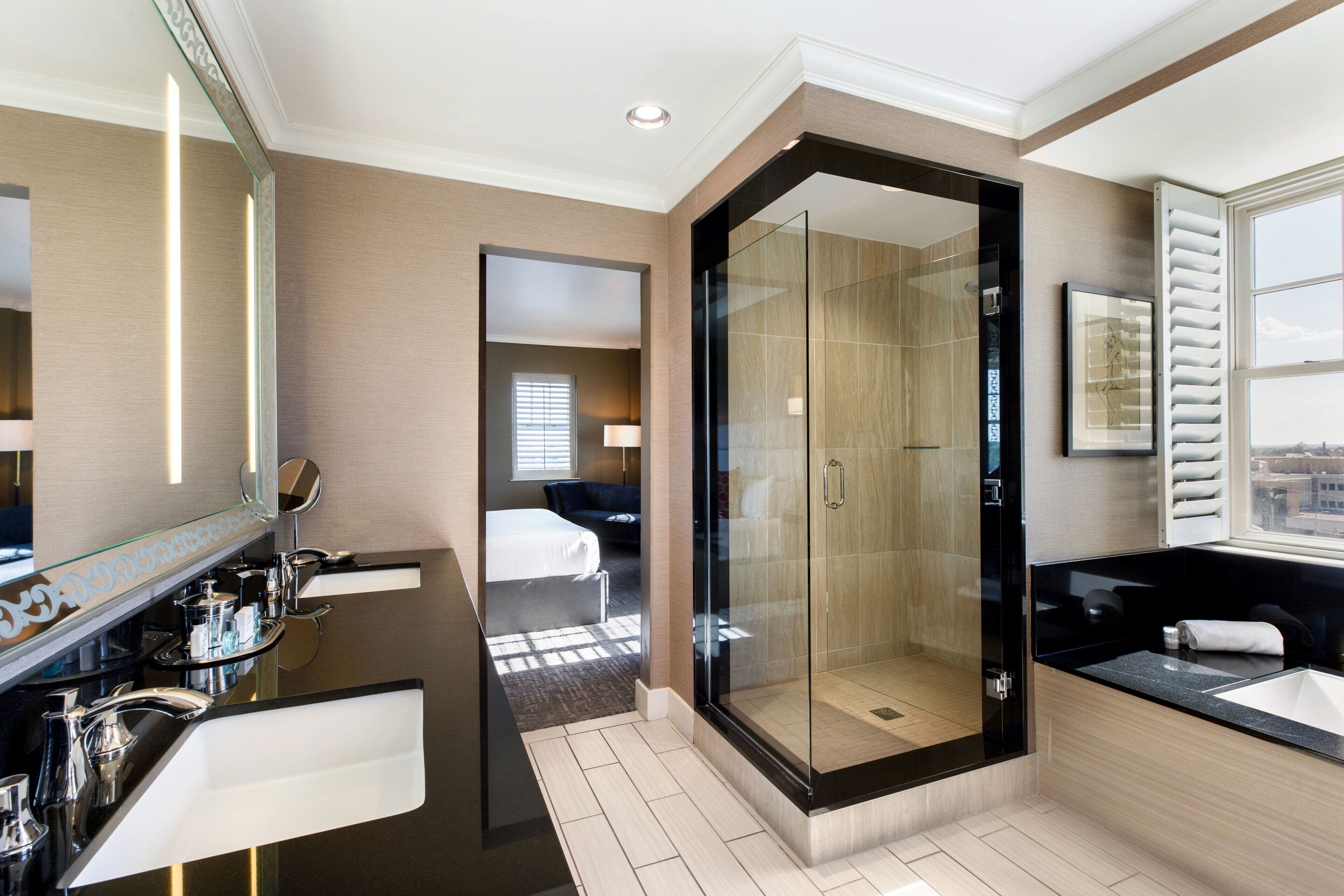 suite, 1 king bed | bathroom | shower, designer toiletries, hair dryer, bathrobes