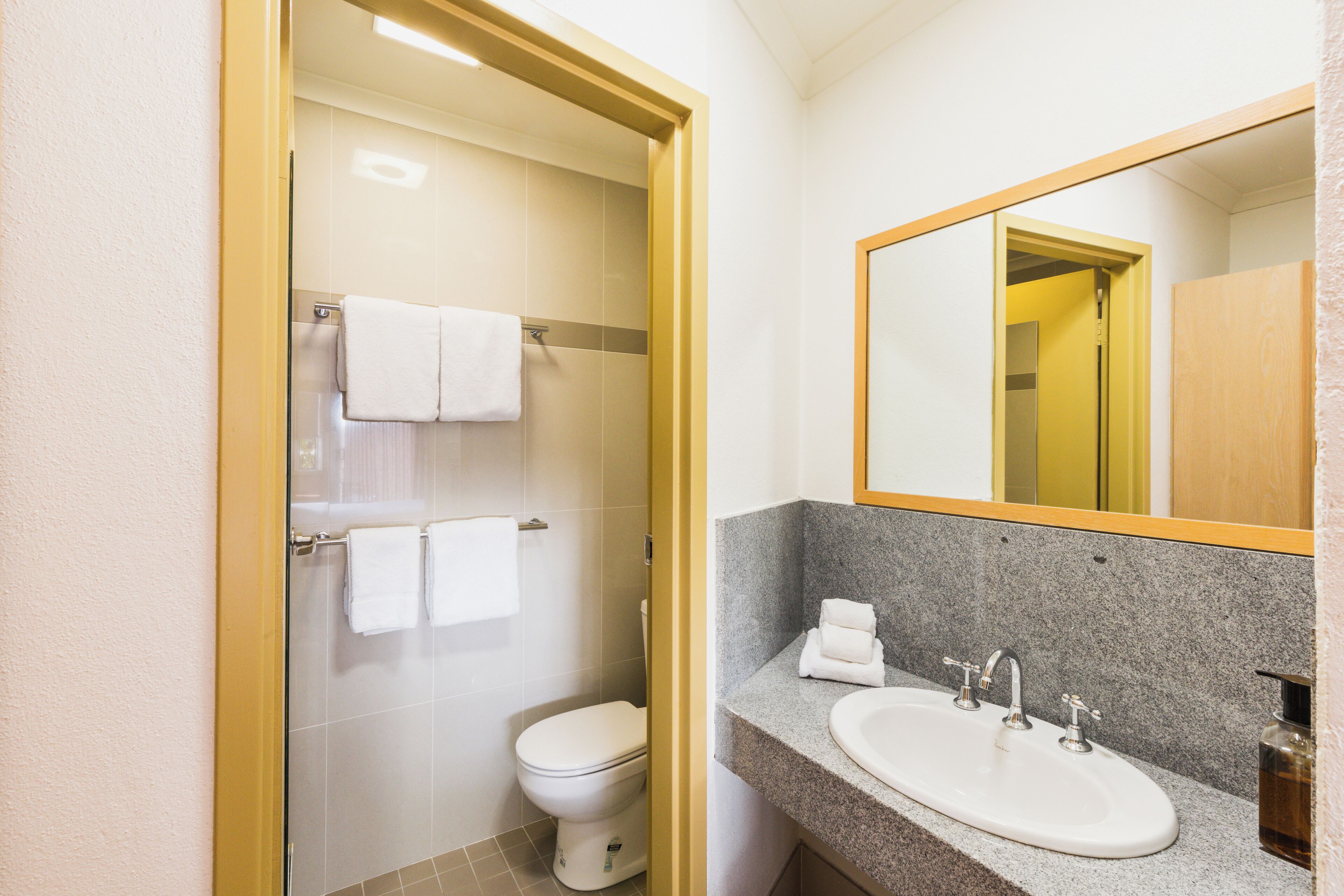 queen sofa balcony room | bathroom | shower, free toiletries, hair dryer, towels