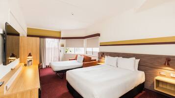 Queen Sofa Balcony Room | Desk, blackout curtains, soundproofing, iron/ironing board