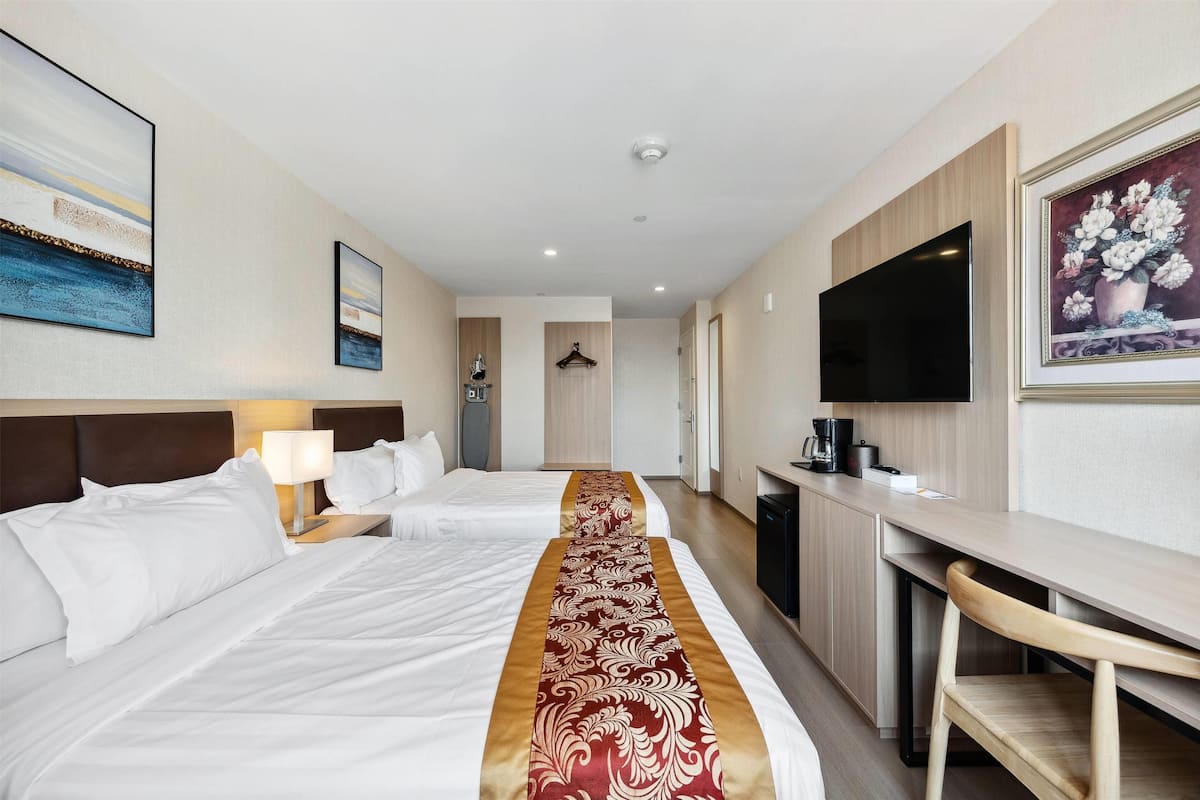 Room, 2 Double Beds, Non Smoking | Down comforters, desk, iron/ironing board, rollaway beds