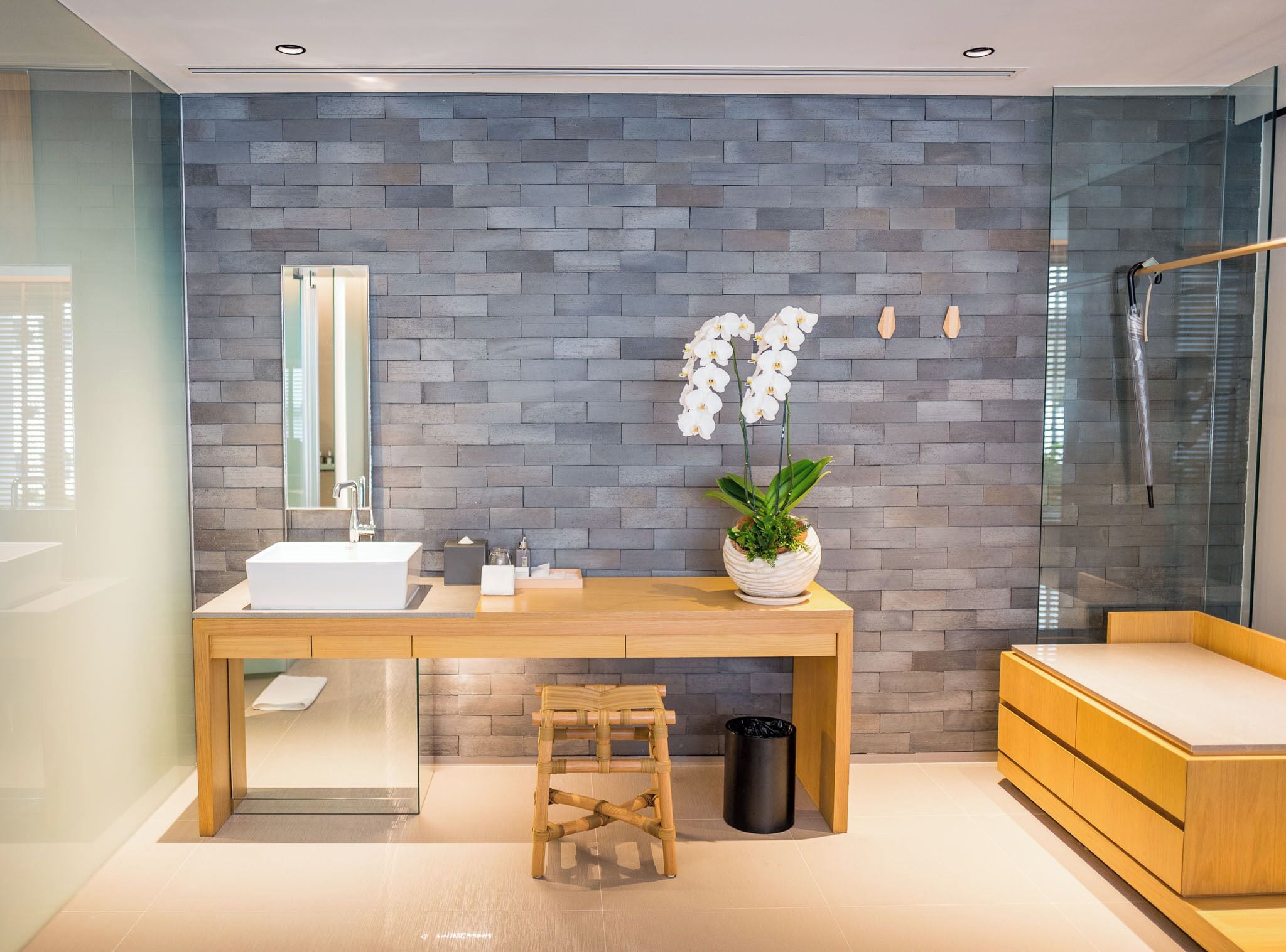 hydromassage showerhead, free toiletries, hair dryer, bathrobes