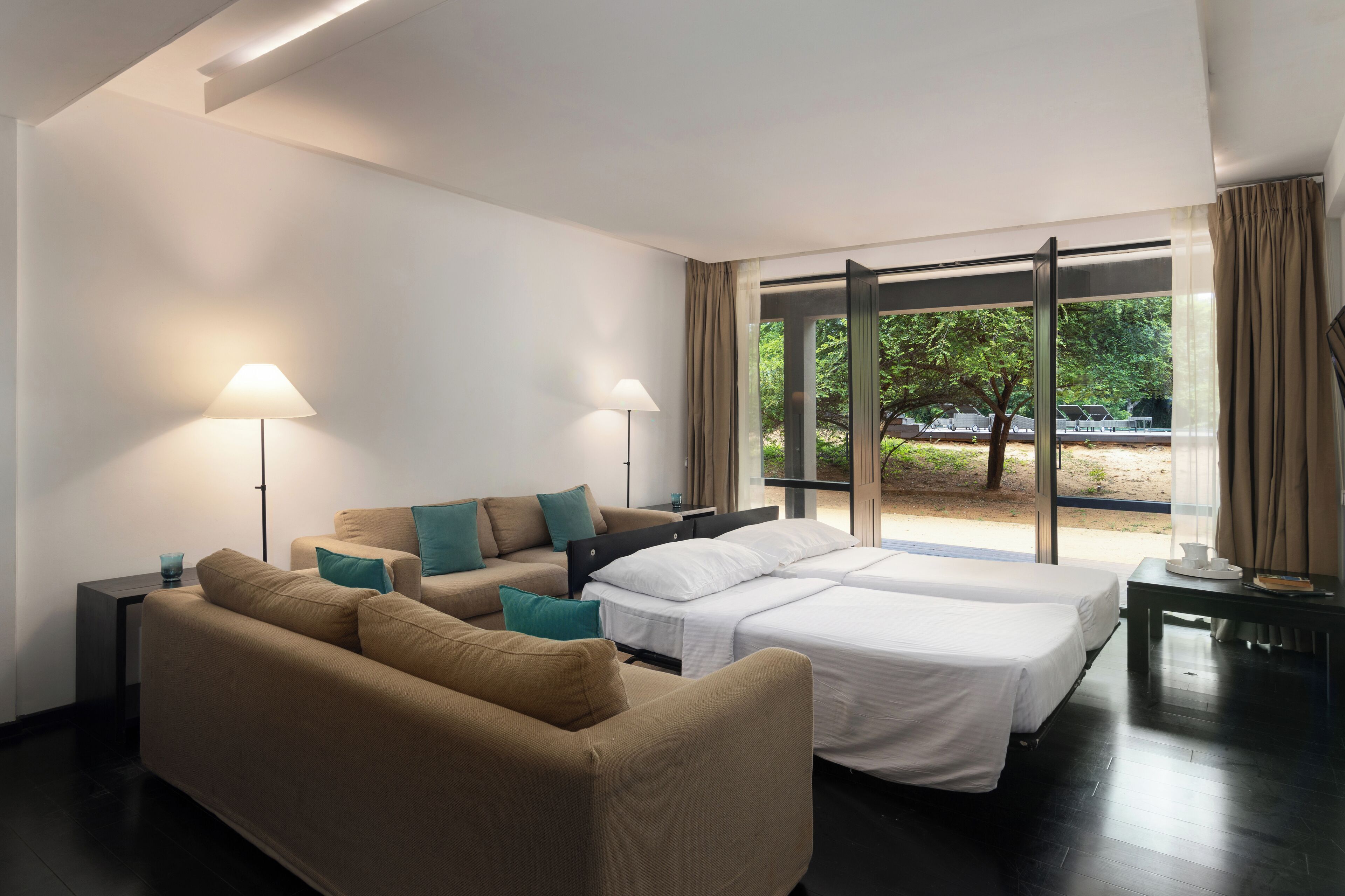 family room | egyptian cotton sheets, premium bedding, memory-foam beds, minibar