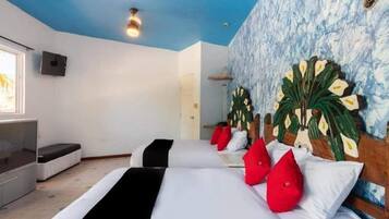 Standard Room, 2 Double Beds | Down comforters, blackout drapes, free WiFi, bed sheets