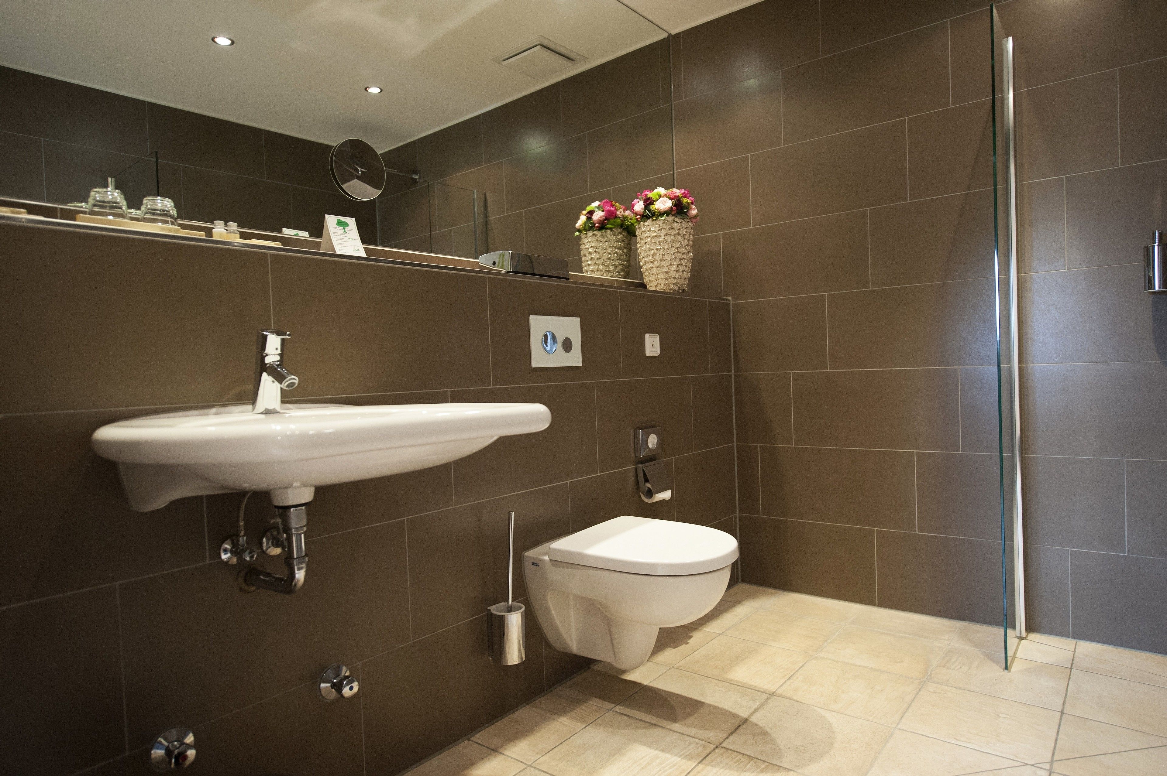 shower, rainfall showerhead, hair dryer, slippers