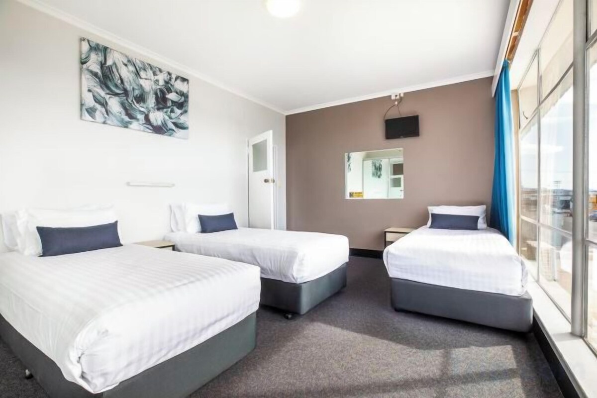 Desk, blackout curtains, iron/ironing board, free WiFi