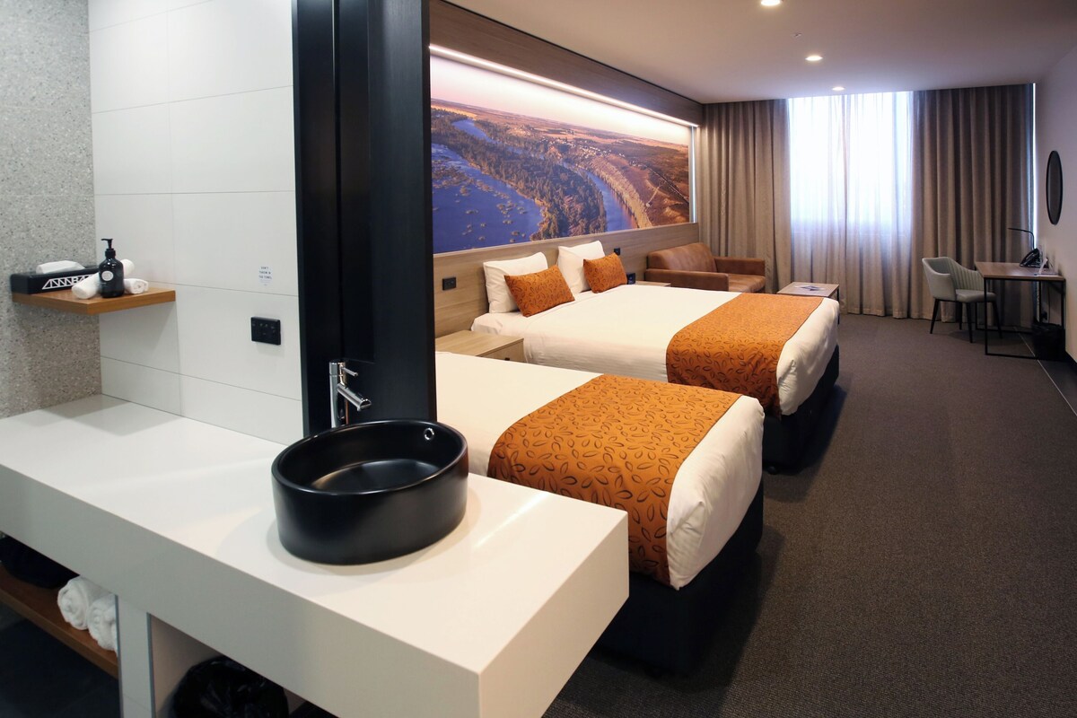 In-room safe, desk, laptop workspace, soundproofing