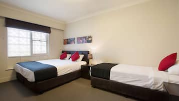 Desk, free WiFi, bed sheets