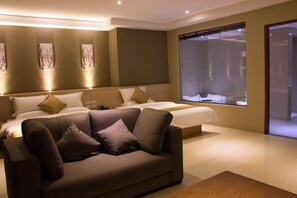 32-inch flat-screen TV with cable channels, TV