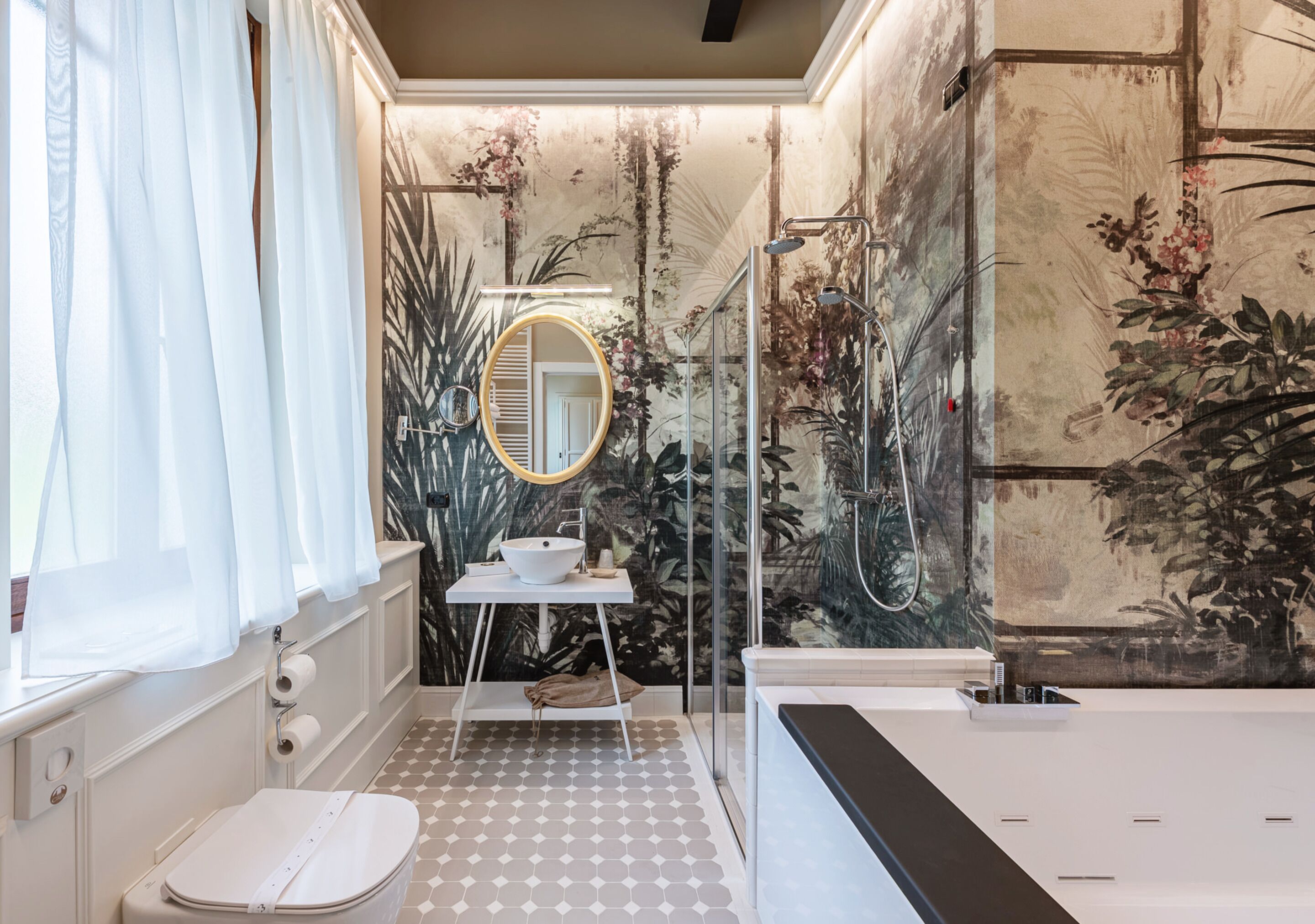 luxury room | bathroom | hair dryer, bidet, towels, soap