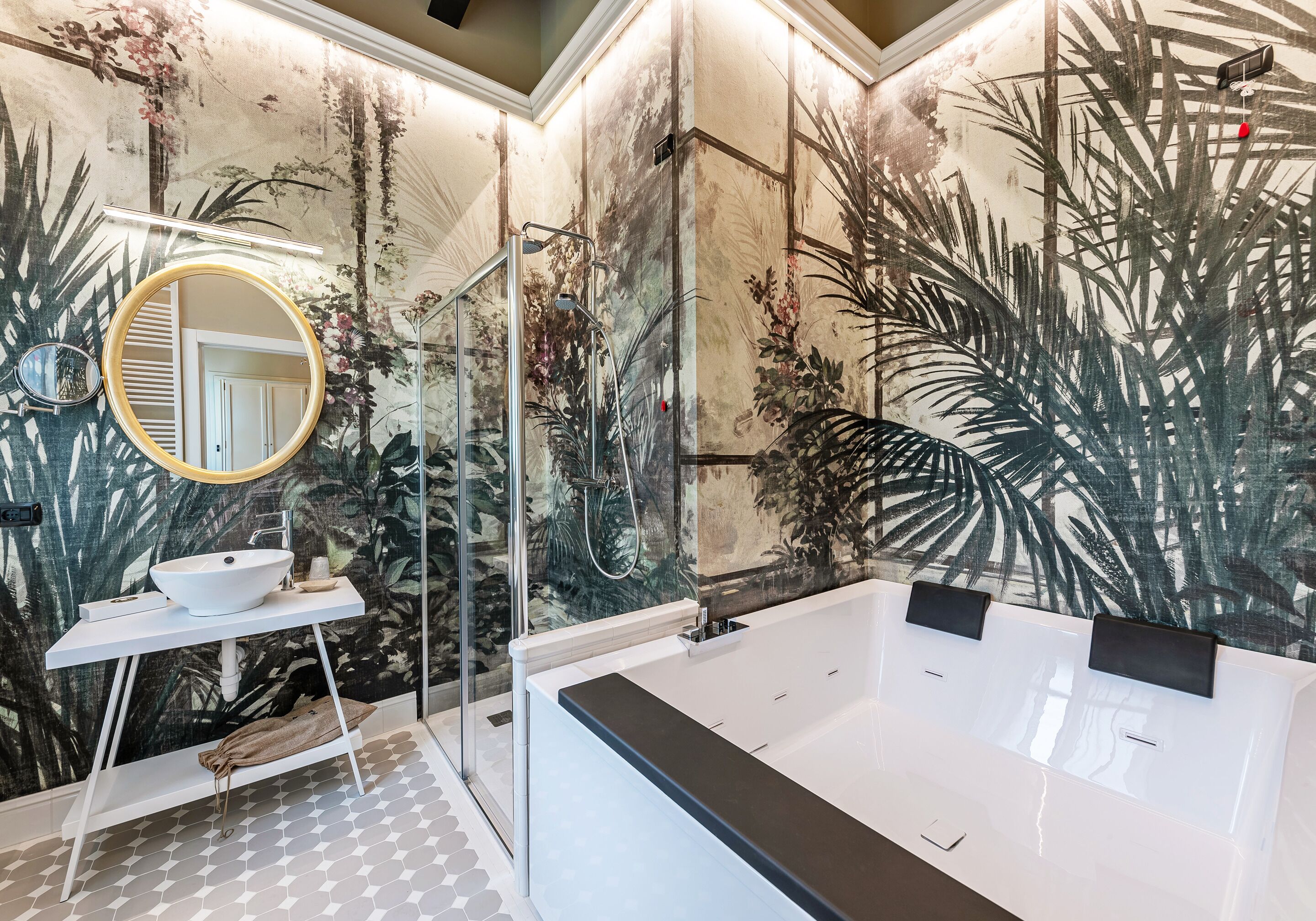 luxury room | bathroom | hair dryer, bidet, towels, soap