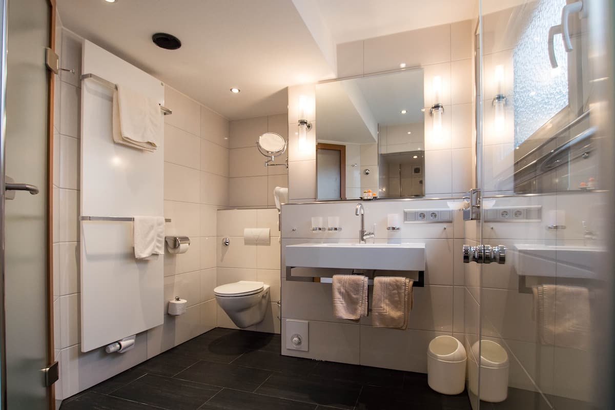 free toiletries, hair dryer, bathrobes, towels