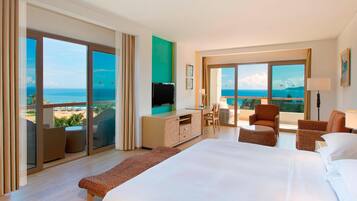 Suite, 1 chambre, vue mer (Balcony) | Couette en duvet d'oie, minibar, coffres-forts dans les chambres, bureau