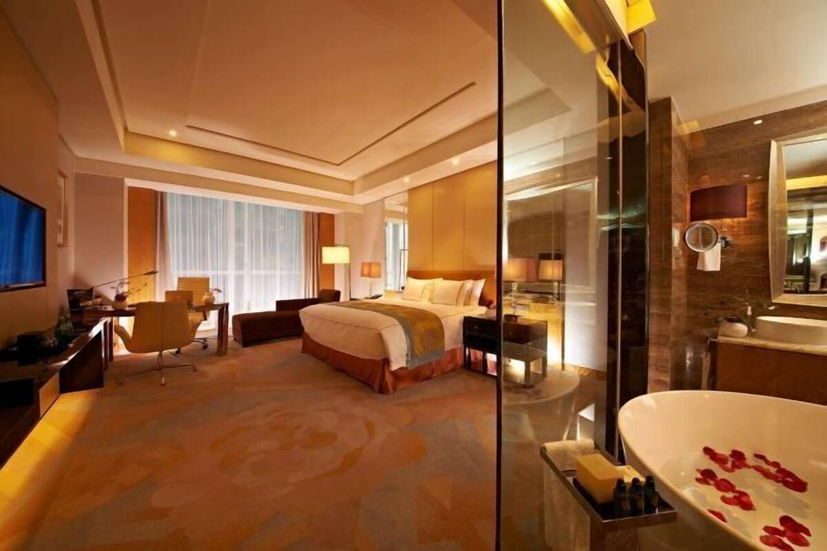 Down duvets, pillow-top beds, minibar, desk
