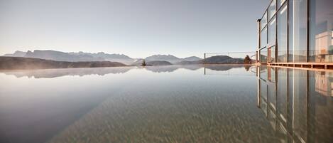 Indoor pool, outdoor pool, pool loungers