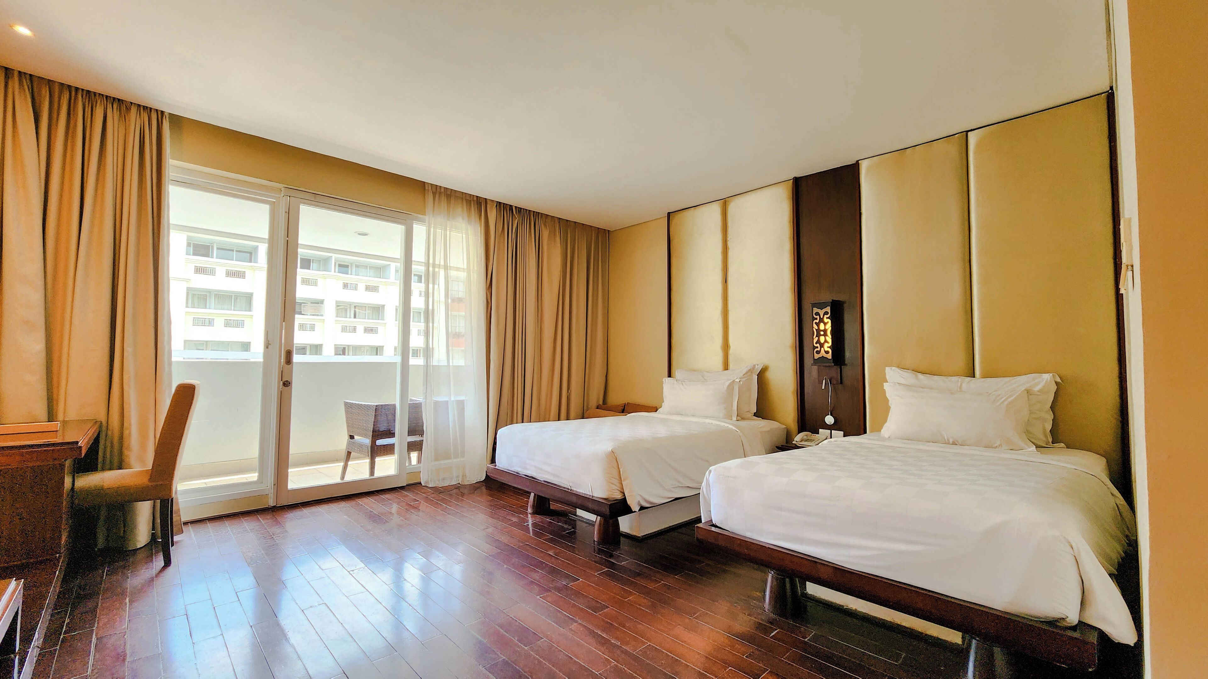 grand deluxe pool view twin | premium bedding, in-room safe, desk, blackout curtains