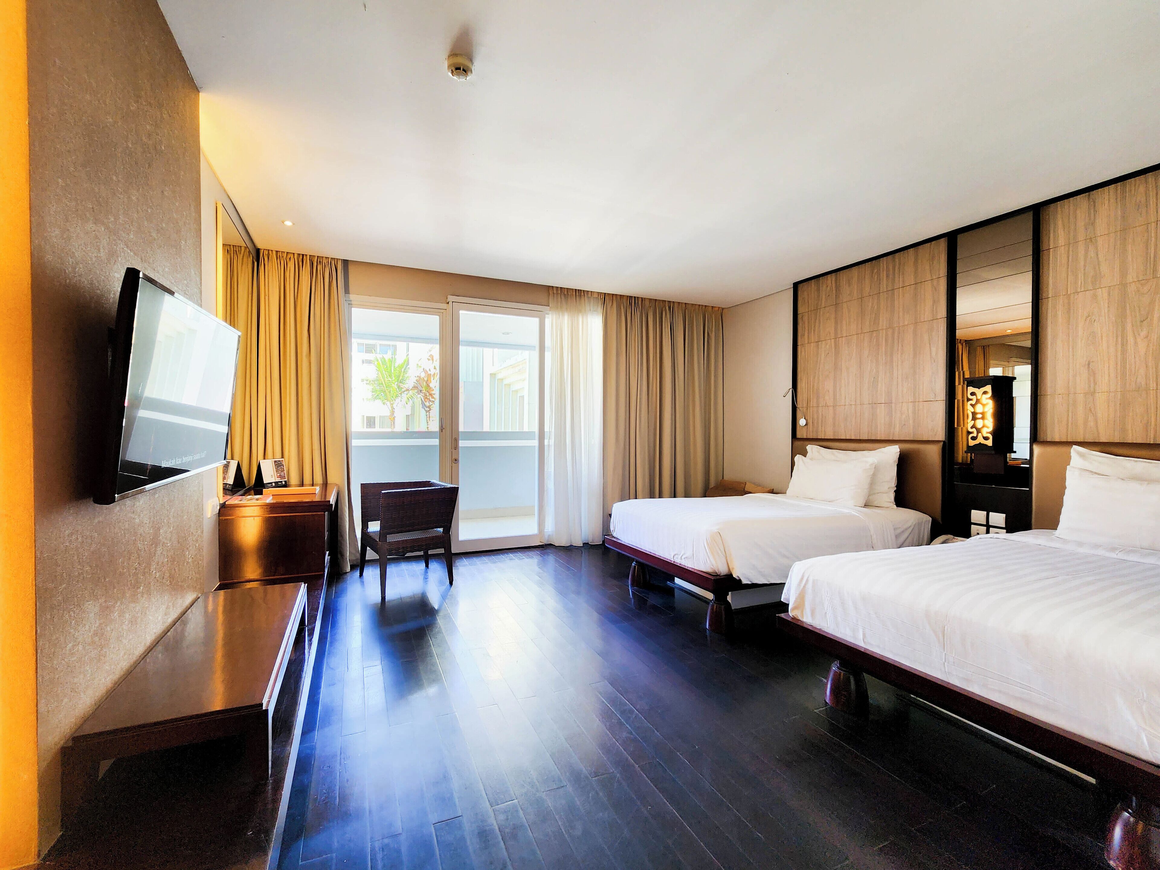 grand deluxe pool view twin | premium bedding, in-room safe, desk, blackout curtains