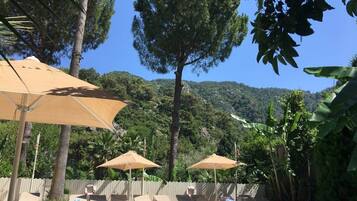 Alberca al aire libre por temporada y camastros