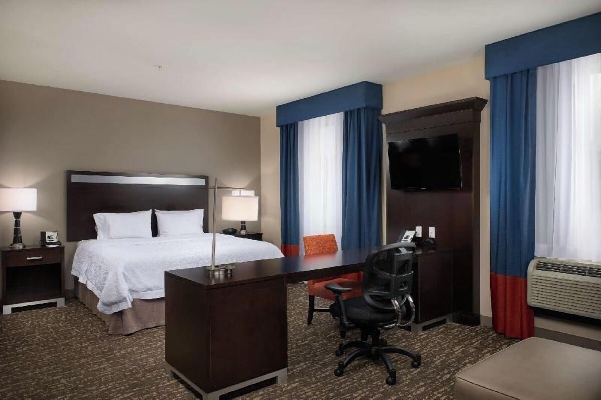In-room safe, desk, iron/ironing board, cribs (free)