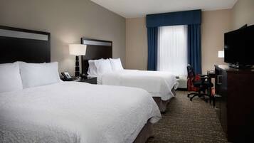 Room, 2 Queen Beds, Non Smoking, Refrigerator & Microwave | In-room safe, desk, iron/ironing board, free cribs/infant beds