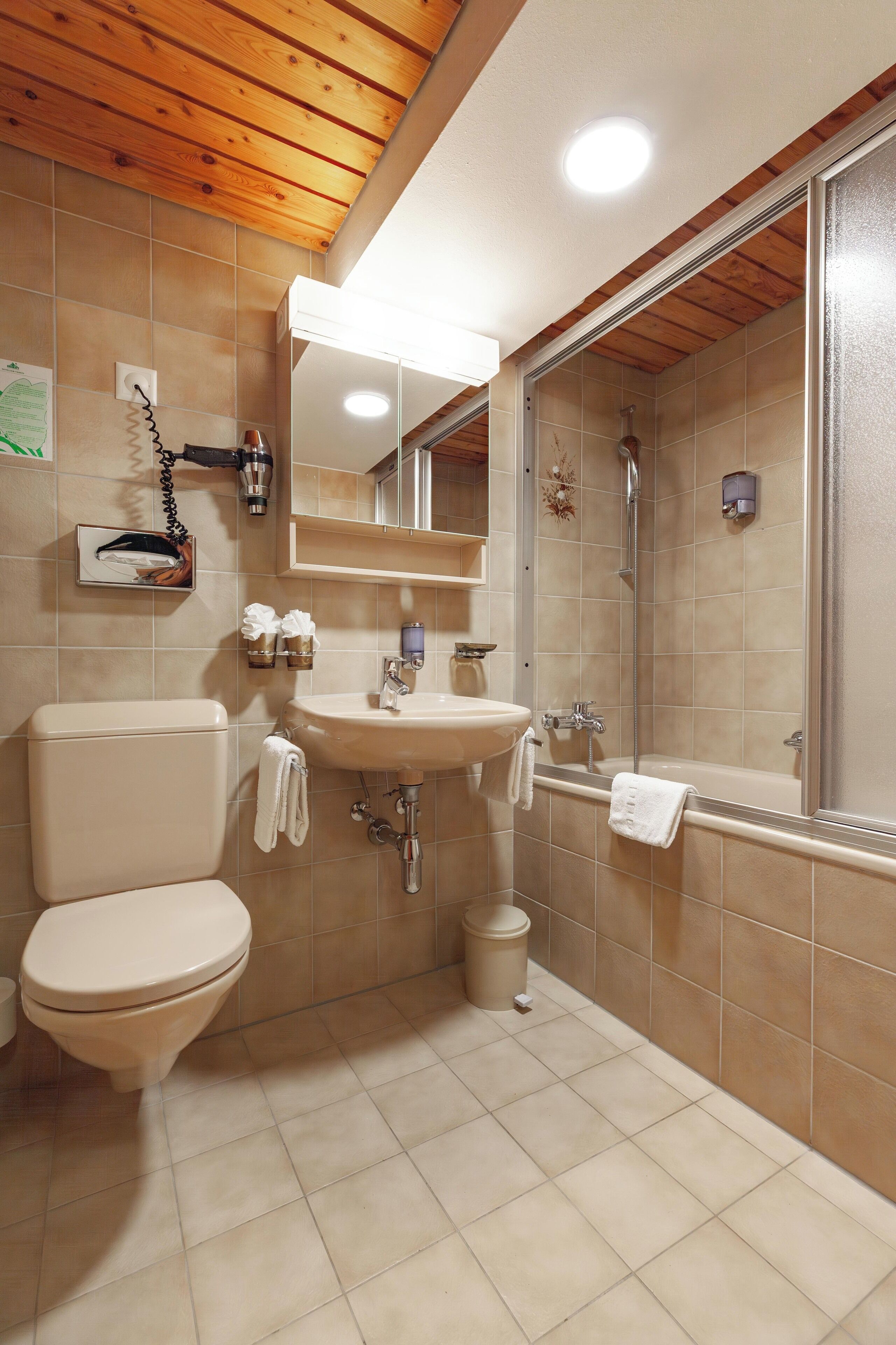 A bathroom with a toilet, sink, and shower.