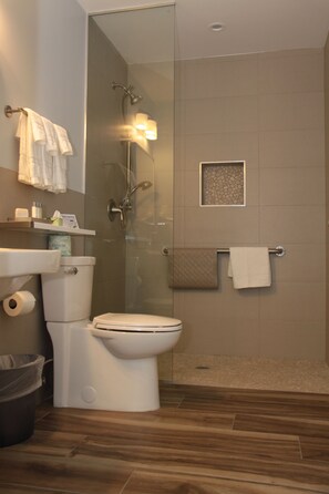 Ducha y bañera combinadas y artículos de higiene personal gratuitos