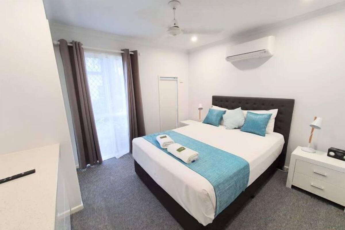 1 bedroom, pillow-top beds, blackout curtains, iron/ironing board