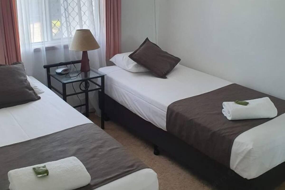 1 bedroom, pillow-top beds, blackout curtains, iron/ironing board
