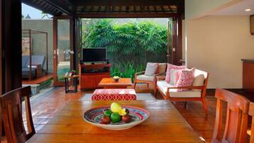 Two Bedrooms Pool Villa | Living area | LCD TV, DVD player, iPod dock
