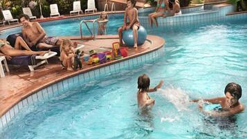 Outdoor pool, open 9 AM to 7 PM, pool umbrellas, pool loungers