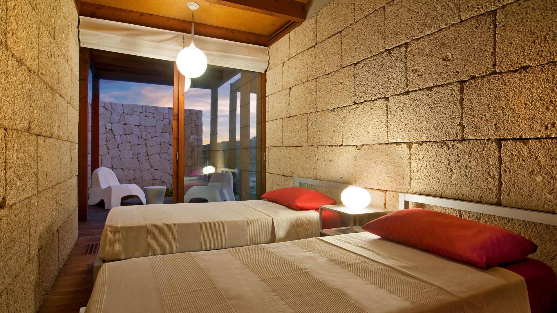 Vila design, no pátio