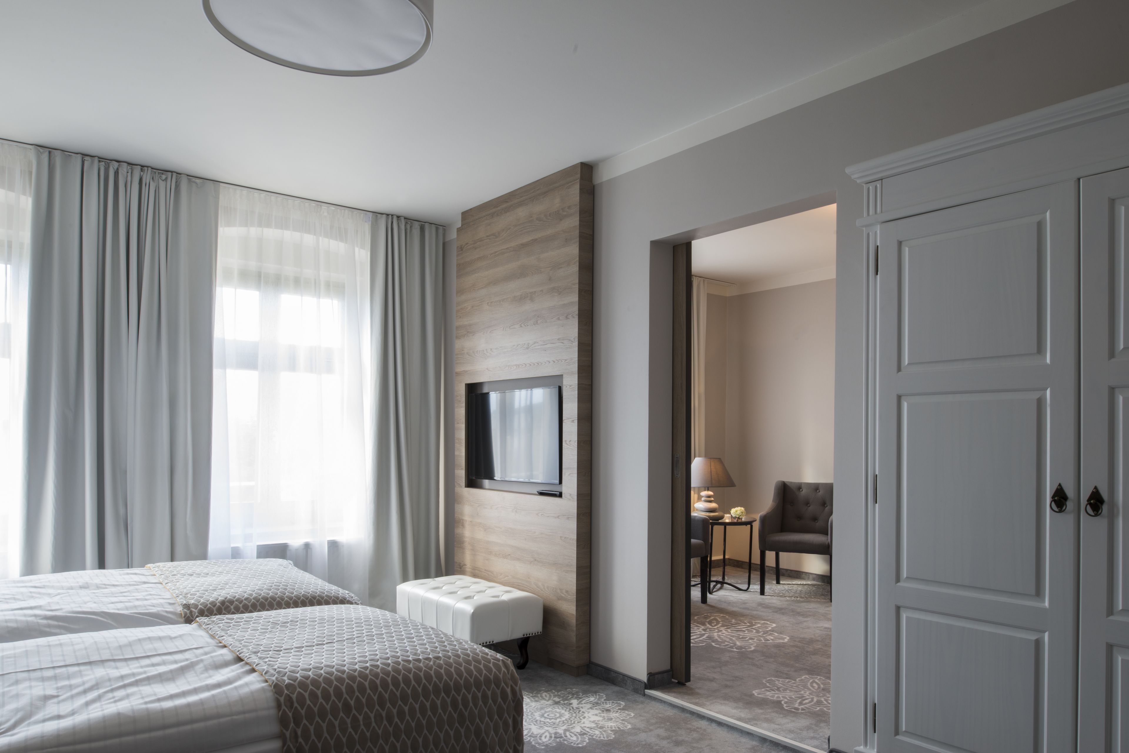 1 bedroom, desk, laptop workspace, iron/ironing board