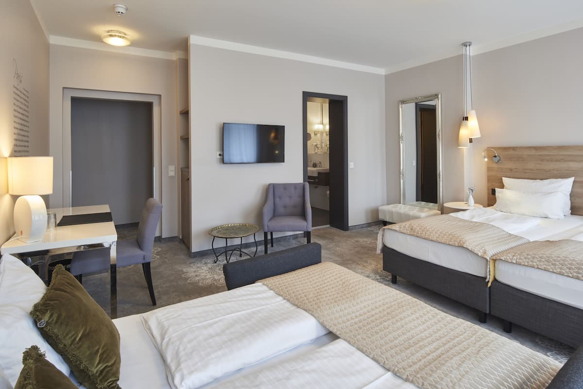 superior double room | 1 bedroom, desk, laptop workspace, iron/ironing board