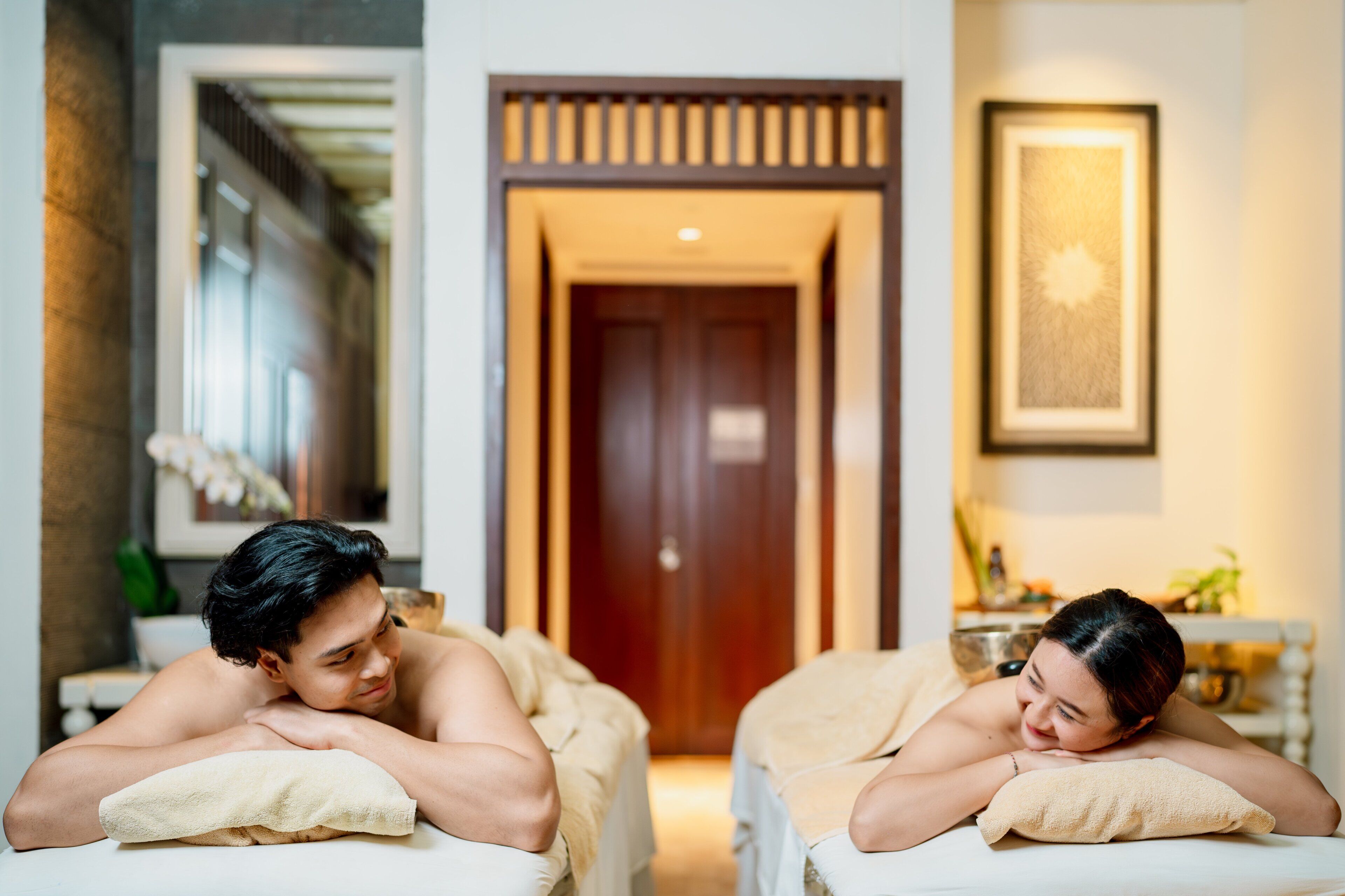 Espace de soins pour les couples, soins corporels, soins d'aromathérapie