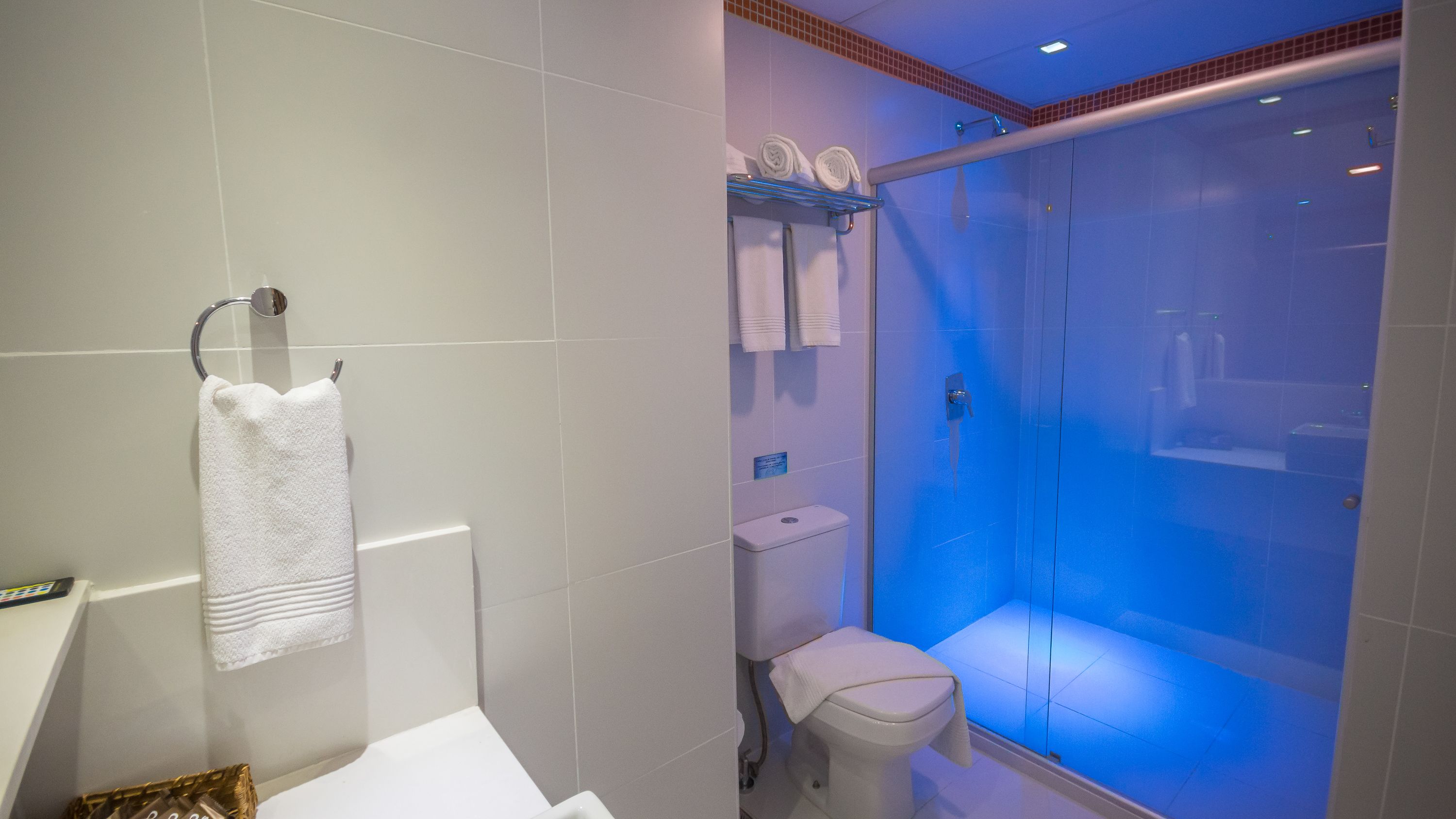 master suite | bathroom | shower, free toiletries, hair dryer, towels