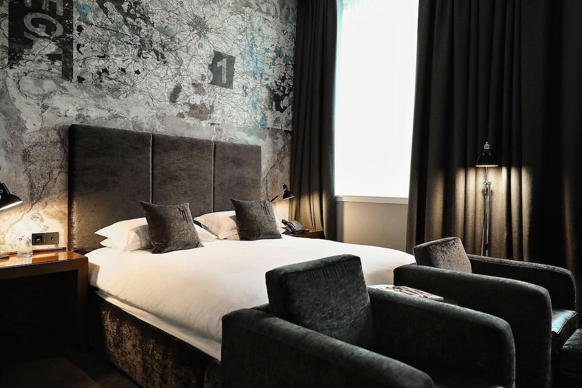 1 bedroom, desk, blackout curtains, iron/ironing board