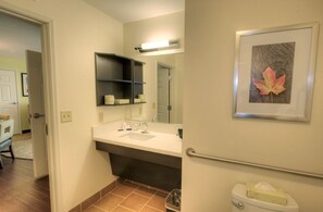 Hair dryer, towels, shampoo, toilet paper