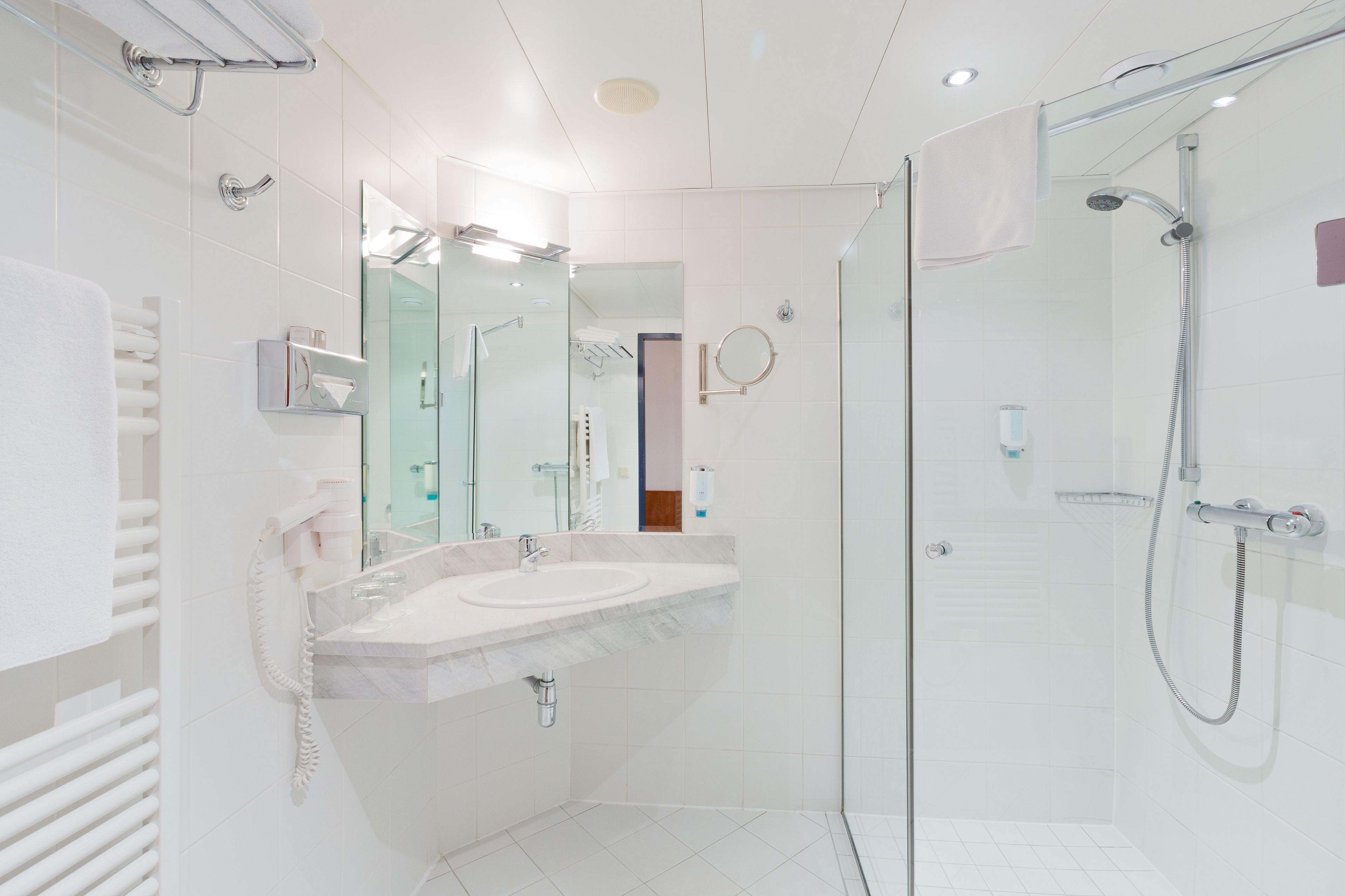 shower, free toiletries, hair dryer, bathrobes