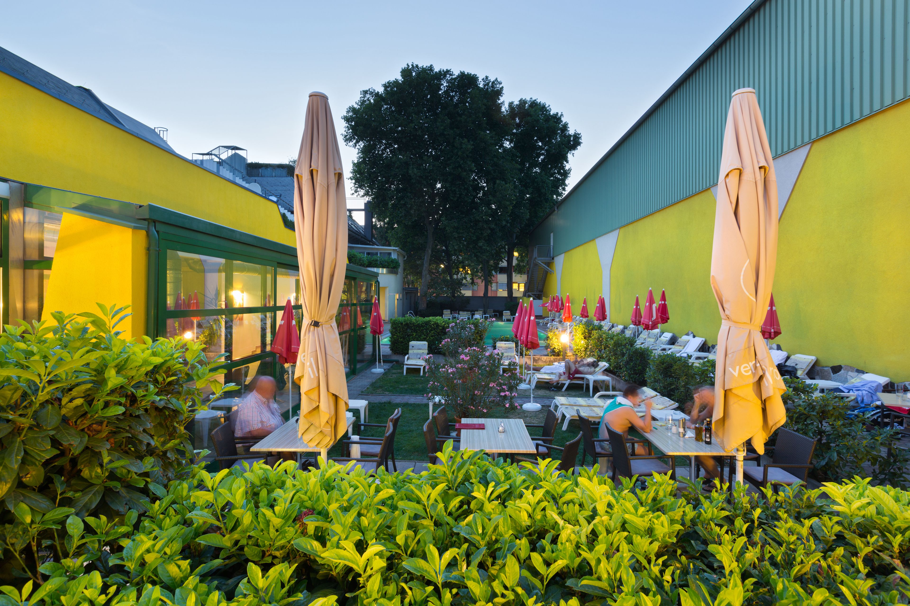 Seasonal outdoor pool, open 8 AM to 10 PM, pool umbrellas, sun loungers