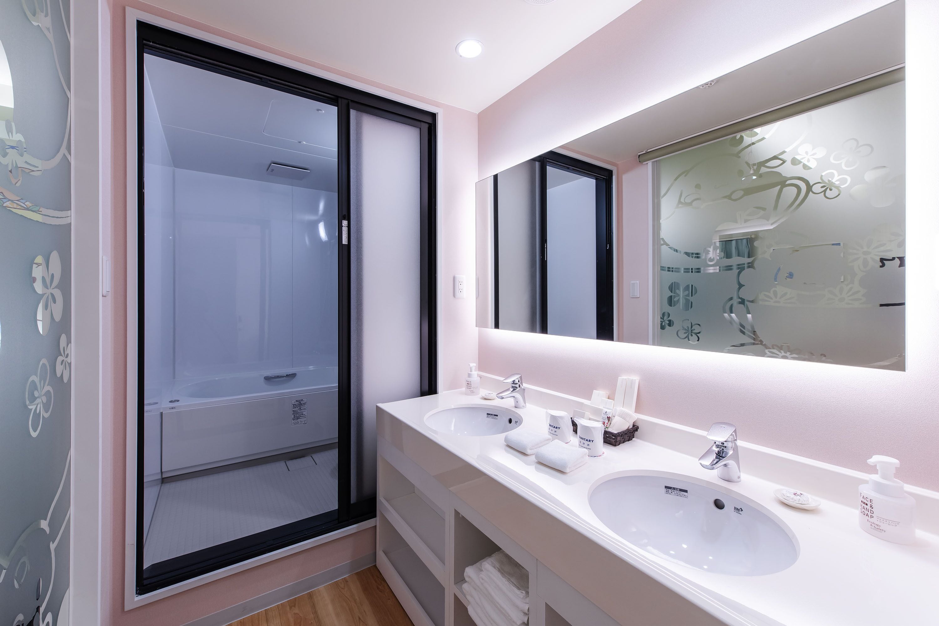 shower, designer toiletries, hair dryer, bathrobes