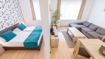 Flat-screen TV, DVD player