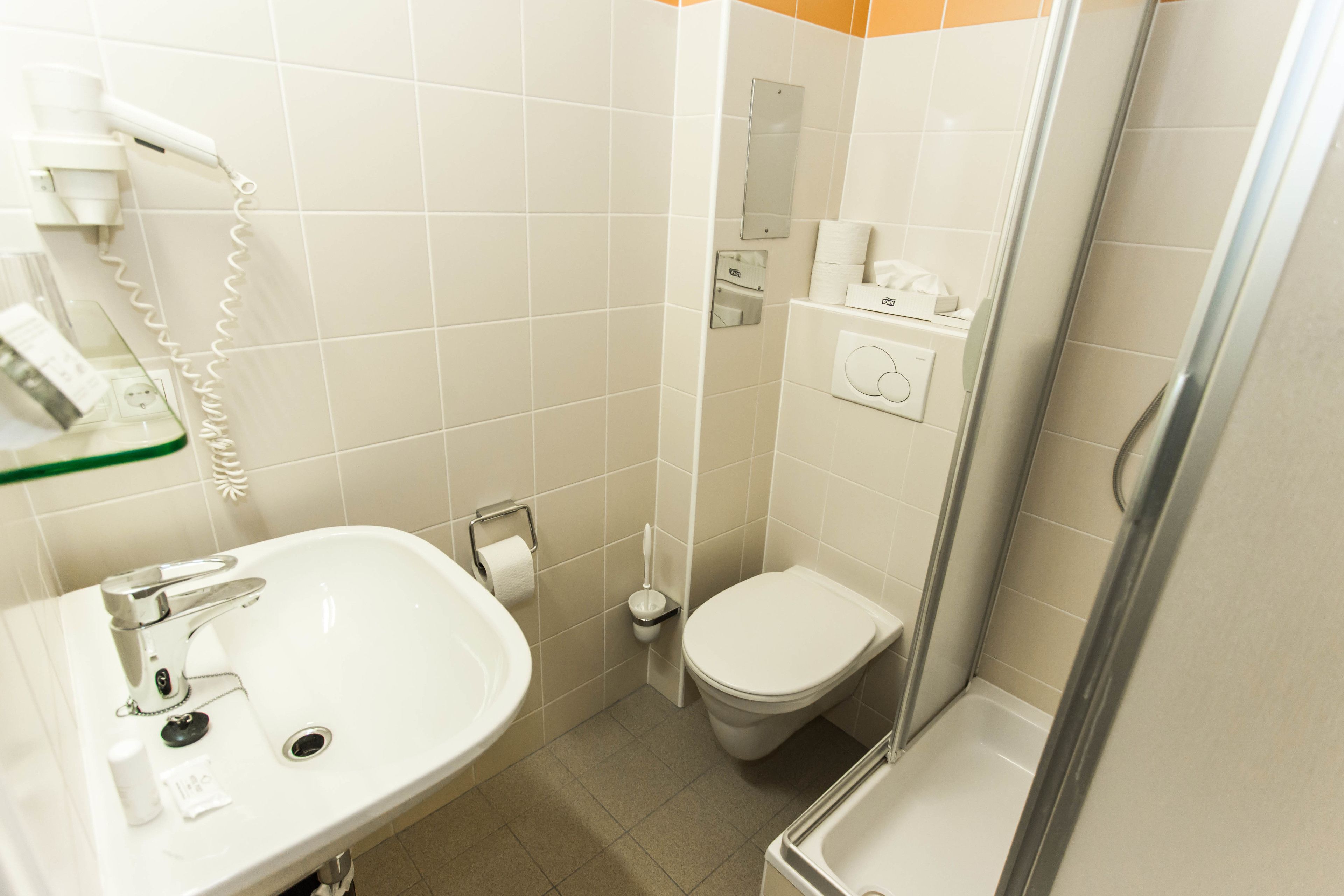 free toiletries, hair dryer, towels, soap