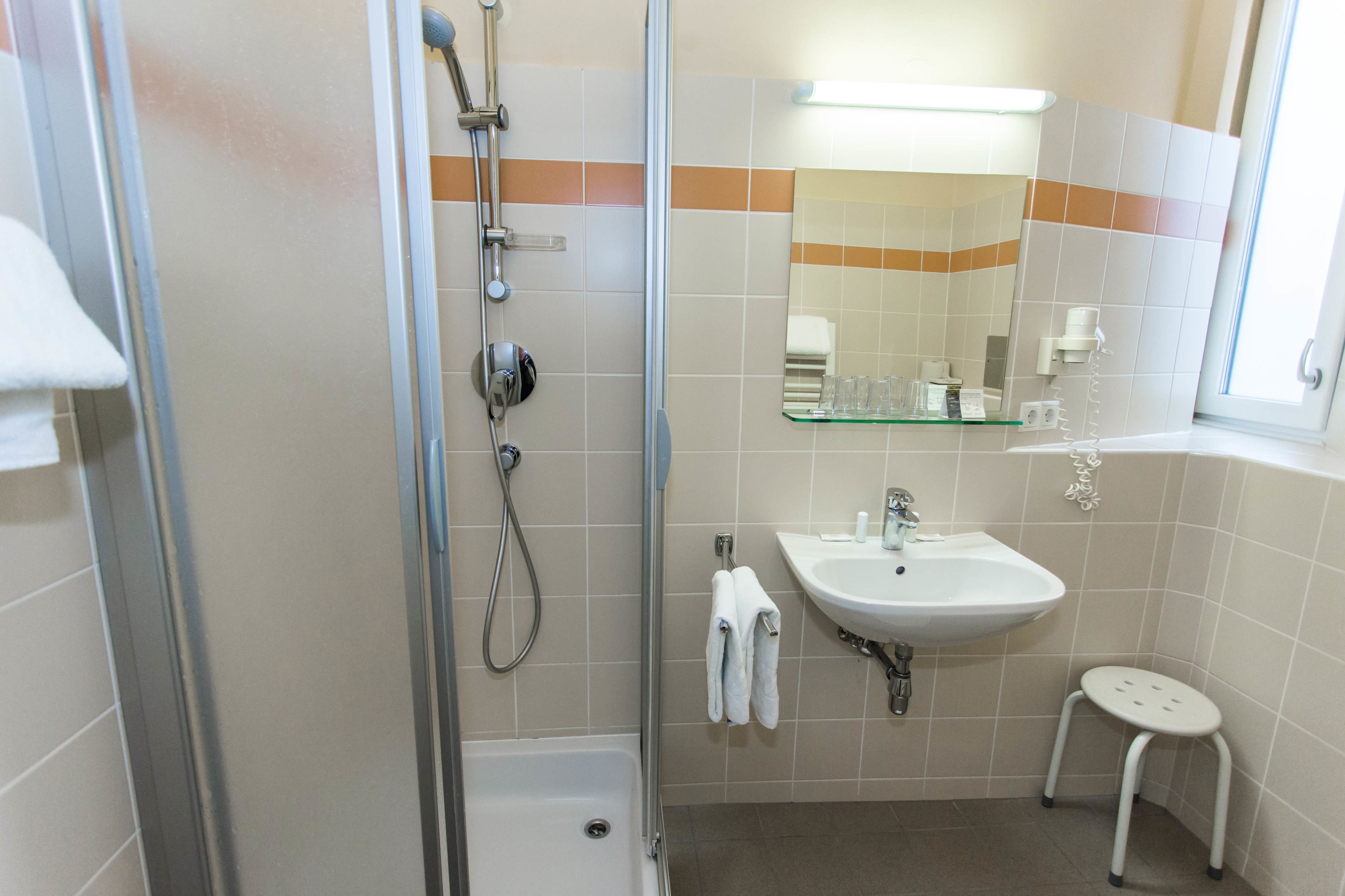 free toiletries, hair dryer, towels, soap