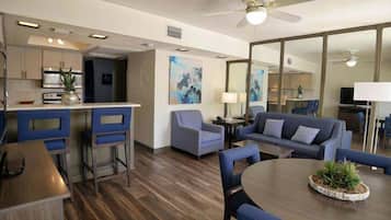 Room, 1 Bedroom | Living area | 35-inch flat-screen TV with cable channels, LCD TV, DVD player