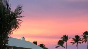 A resort with a pool, palm trees, and a sunset sky. - Getaways At Dover House (Delray Beach)