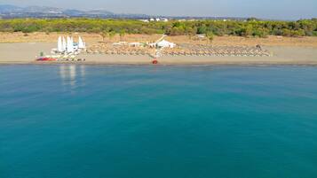 Private beach nearby, sun-loungers, beach umbrellas, windsurfing